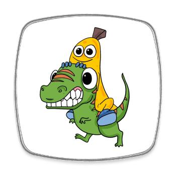 Dinosaures et bananes - Magnet carré - blanc - Devant