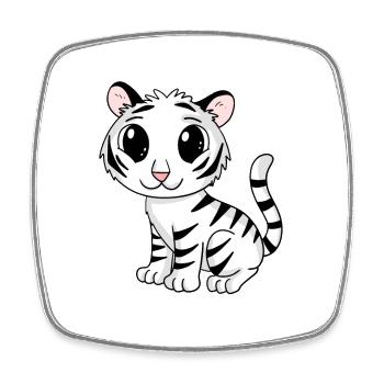 weißer Tiger - Viereckiger Kühlschrankmagnet - Weiß - Vorne