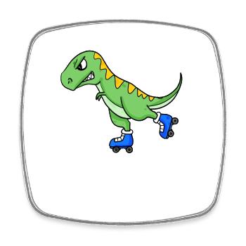 Patinage de dinosaures - Magnet carré - blanc - Devant