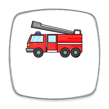 Voiture de pompiers - Magnet carré - blanc - Devant