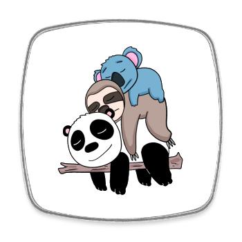 Panda sloth and koala - Square fridge magnet - white - Front