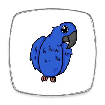Oiseau perroquet d’ara jacinthe - Magnet carré - blanc - Devant