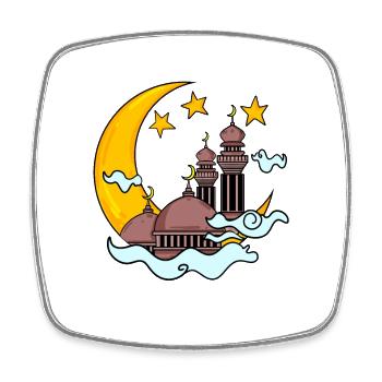 Moschee mit Halbmond - Viereckiger Kühlschrankmagnet - Weiß - Vorne