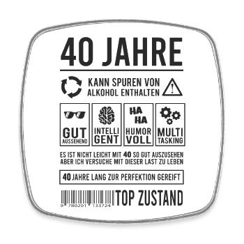 40. Geburtstag Perfektion Lustig 40 Jahre - Viereckiger Kühlschrankmagnet - Weiß - Vorne