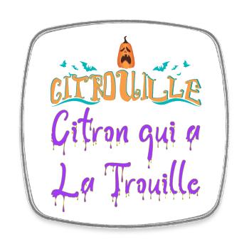 Citrouille citron qui a la trouille chauve souris - Magnet carré - blanc - Devant