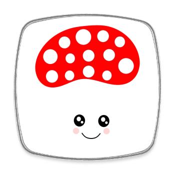 Kawaii, mushroom, toadstool - Square fridge magnet - white - Front