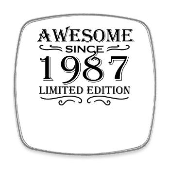 1987 - Jahrgang 1987 - Viereckiger Kühlschrankmagnet - Weiß - Vorne