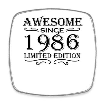 1986 - Born 1986 - Square fridge magnet - white - Front