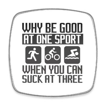 Warum In Einer Sportart Gut Triathlon - Viereckiger Kühlschrankmagnet - Weiß - Vorne
