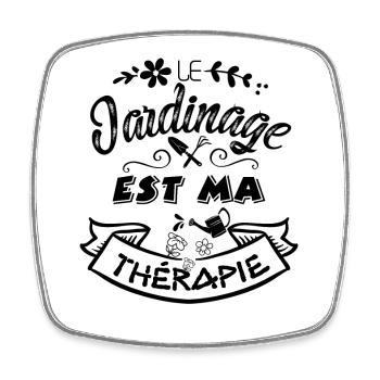 Le Jardinage est ma thérapie - Magnet carré - blanc - Devant