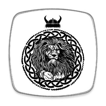 Viking lion head - Square fridge magnet - white - Front