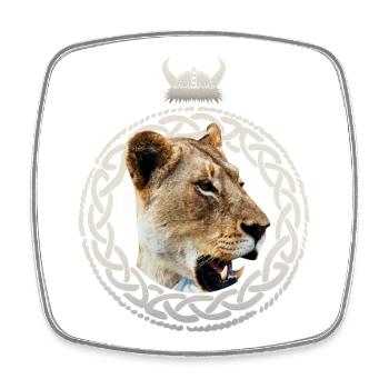 Lionne viking - Magnet carré - blanc - Devant