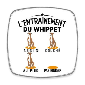 Whippet Éducation Chien Entraînement Chien Whippet - Magnet carré - blanc - Devant