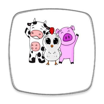 Animaux de ferme - Magnet carré - blanc - Devant