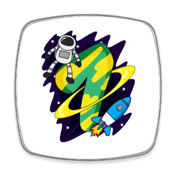 Boy 7 years old - 7th birthday gift - Square fridge magnet - white - Front