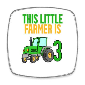 Farmer Farmer 3 years Boy 3rd birthday son - Square fridge magnet - white - Front