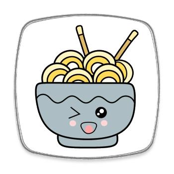 Nouilles Kawaii Ramen - Magnet carré - blanc - Devant