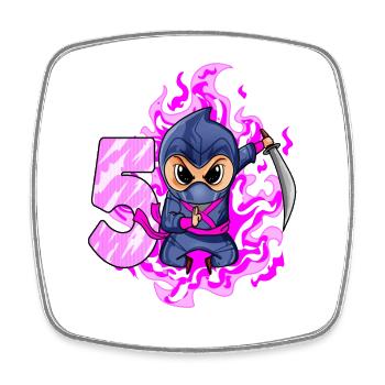 5th Birthday Girl 5 Years Old Ninja - Square fridge magnet - white - Front
