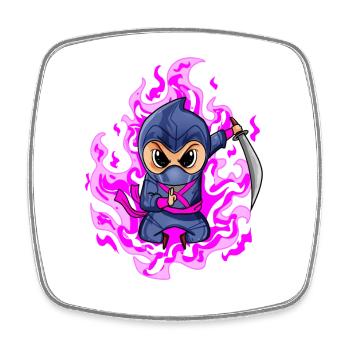 Ninja Mädchen in Rosa - Viereckiger Kühlschrankmagnet - Weiß - Vorne