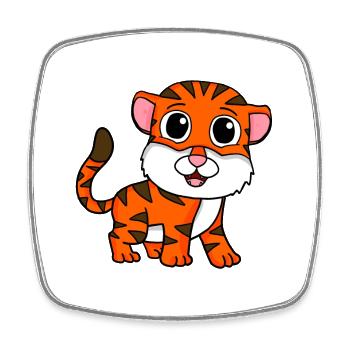 Tiger - Square fridge magnet - white - Front