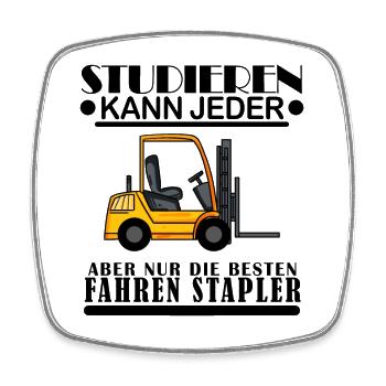 Staplerfahrer Gabelstapler Lager Logistik - Viereckiger Kühlschrankmagnet - Weiß - Vorne