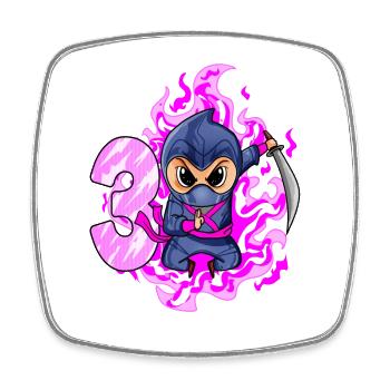 3rd Birthday Girl 3 Years Old Ninja - Square fridge magnet - white - Front