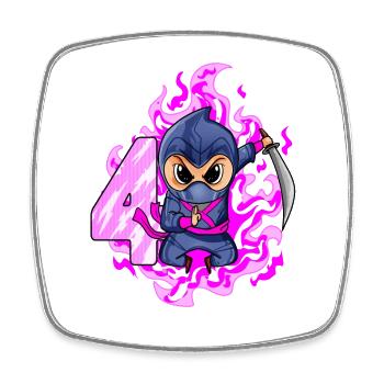 4ème anniversaire Fille de 4 ans Ninja - Magnet carré - blanc - Devant