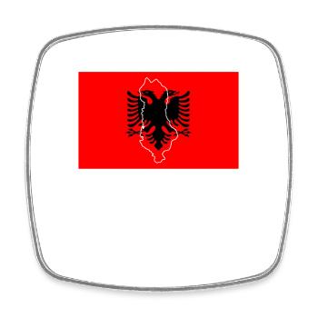 Drapeau de l’Albanie - Magnet carré - blanc - Devant