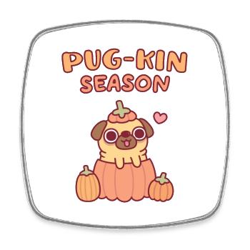 Cute Pug In Pumpkin Pugkin Season Funny - Square fridge magnet - white - Front