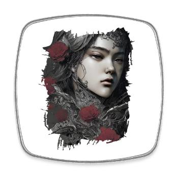 Rose Girl Knight Girl Princess - Square fridge magnet - white - Front