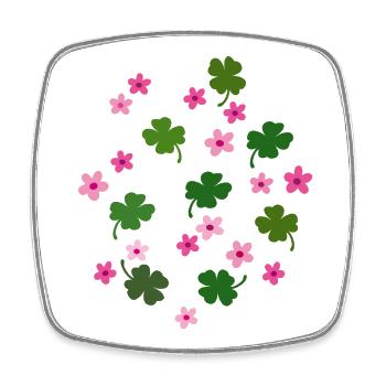 Lucky clover, flowers - Square fridge magnet - white - Front