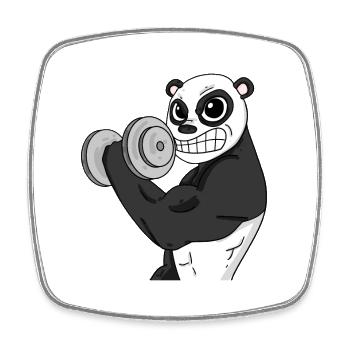 Panda Fitness Motivation Geschenk - Viereckiger Kühlschrankmagnet - Weiß - Vorne