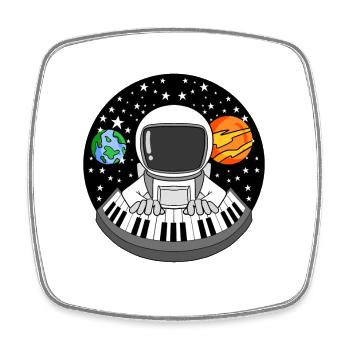 Astronaut plays piano in space - Square fridge magnet - white - Front