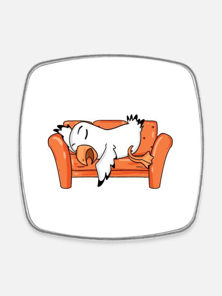 Möwe Müde Schlafen Schlaf - Viereckiger Kühlschrankmagnet - Weiß