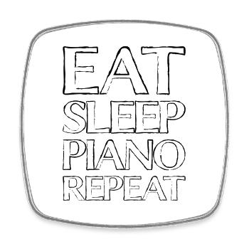 Eating Sleep Piano - Square fridge magnet - white - Front
