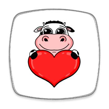 Kuh mit Herz - Liebe Romantisch - Viereckiger Kühlschrankmagnet - Weiß - Vorne