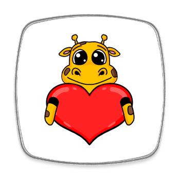 Giraffe mit Herz - Liebe Romantisch - Viereckiger Kühlschrankmagnet - Weiß - Vorne