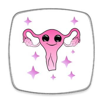 mignon utérus cuterus féminisme - Magnet carré - blanc - Devant