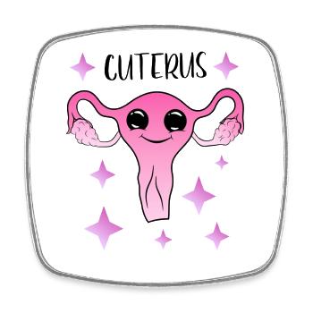 Cuterus - utérus mignon - Magnet carré - blanc - Devant