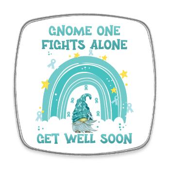 Gnome One combat seul le cancer de l’utérus - Magnet carré - blanc - Devant
