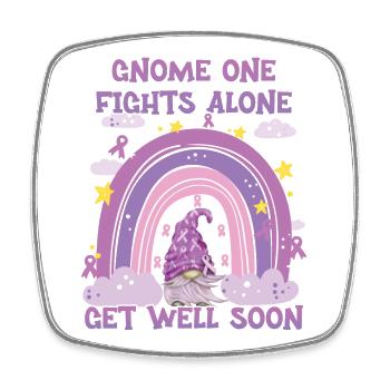 Gnome One Fights Alone Pancreatic Cancer - Square fridge magnet - white - Front