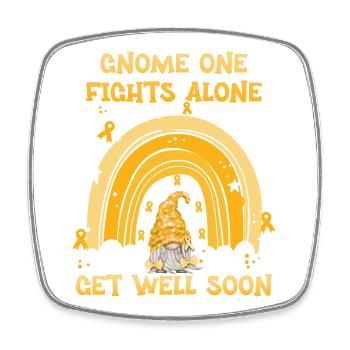 Gnome One Fights Alone Appendix Cancer - Square fridge magnet - white - Front