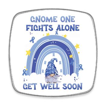 Gnome One Fights Colon Cancer Alone - Square fridge magnet - white - Front