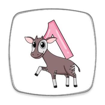 Fille 1 an Okapi 1er cadeau d’anniversaire - Magnet carré - blanc - Devant