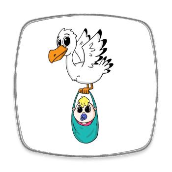 Vogel mit Baby Schwangerschaft - Viereckiger Kühlschrankmagnet - Weiß - Vorne
