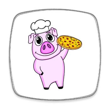 Pizza Maker Pizza Chef Porc Italien - Magnet carré - blanc - Devant