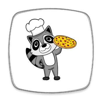 Pizza Maker Pizza Cook Raton laveur Italien - Magnet carré - blanc - Devant