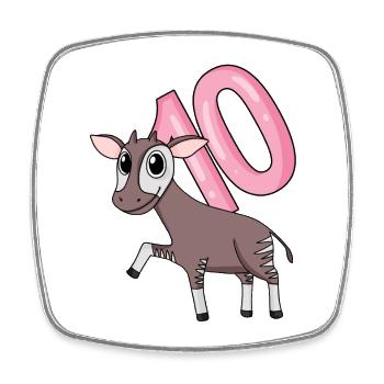 Mädchen 10 Jahre alt Okapi 10. Geburtstag Geschenk - Viereckiger Kühlschrankmagnet - Weiß - Vorne