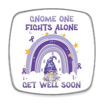 Gnome One Fights Alone Hodgkin Lymphoma - Square fridge magnet - white - Front