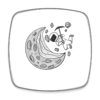 Astronaut Moon Crescent - Square fridge magnet - white - Front